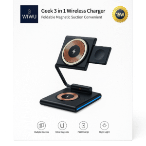 WiWU Geek 3-in-1 Wireless Charger (Model Wi-W023).